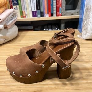 ASOS 70s Leather Studded Clog Platform